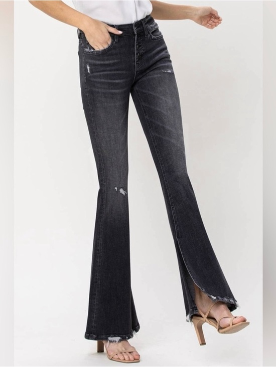 Flying Monkey Denim - FLYING MONKEY - MID-RISE FLARE W/ EXPOSED BUTTON FLY & SLIT size 24